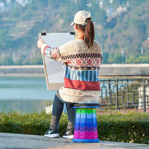 400Lbs Capacity Heavy Duty Folding Stool. Collapsible Telescoping Portable. Ideal For Camping & Fishing. Camping Chairs
