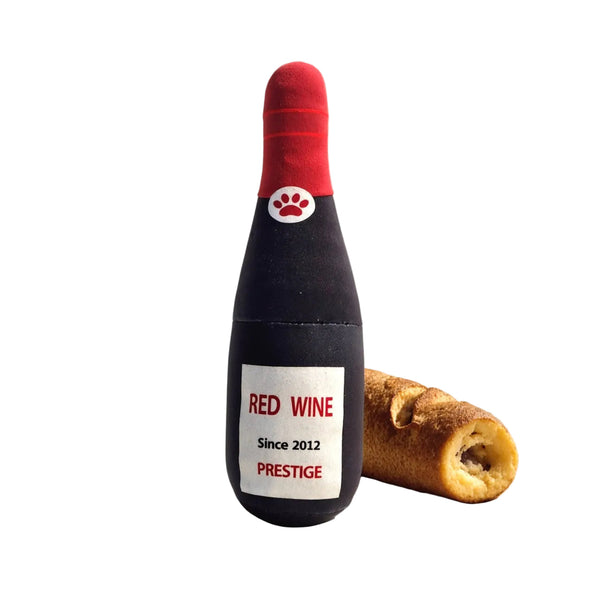 Dog Toy Realistic Wine Bottle Chew Resistant Self Entertainment Plush For Cats And Dogs Teeth Cleaning Sound Making Dog Toys