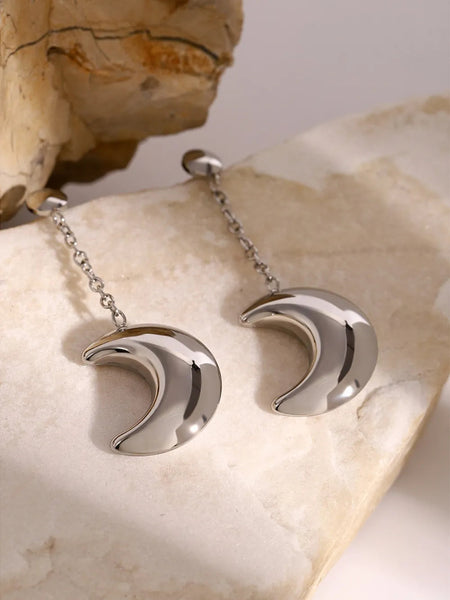 Veile Studios Stainless Steel Moon Dangle Earrings