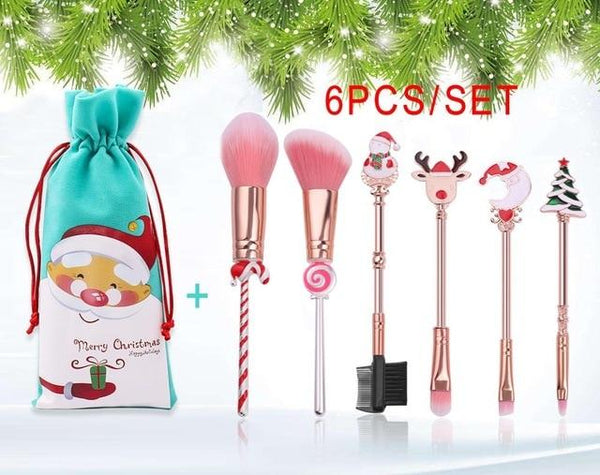 6Pcs / Set Christmas Makeup Stocking Fillers Brushes