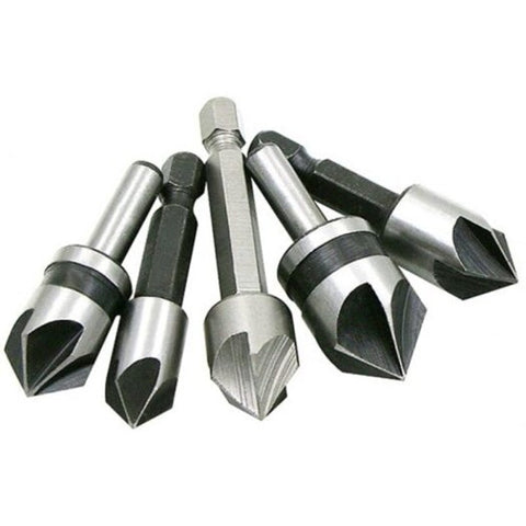 82 Degree Woodworking Angle Bevel Tool Drill Bit 5Pcs Silver