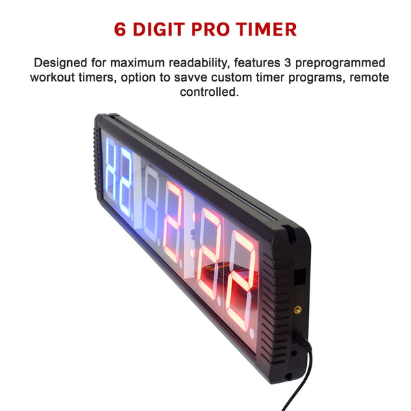 6 Digit Digital Timer Interval Fitness Clock Stopwatches