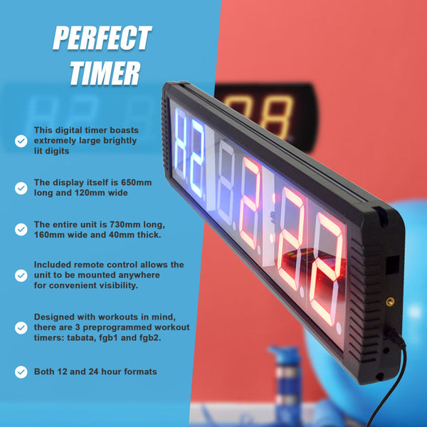 6 Digit Digital Timer Interval Fitness Clock Stopwatches