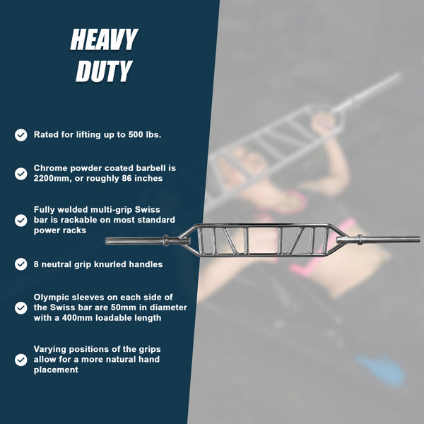 Olympic Swiss Bar Specialty Barbell Barbells & Attachments