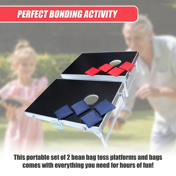 Bean Bag Toss Cornhole Game Set Aluminium Frame Portable Design Party Games & Activities