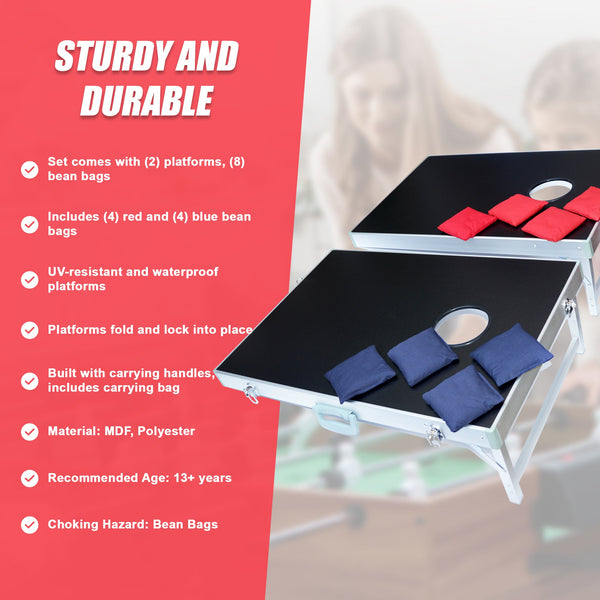 Bean Bag Toss Cornhole Game Set Aluminium Frame Portable Design Party Games & Activities