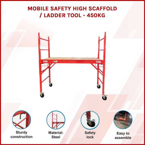 Safety Ladder 450Kg Red Scaffolding