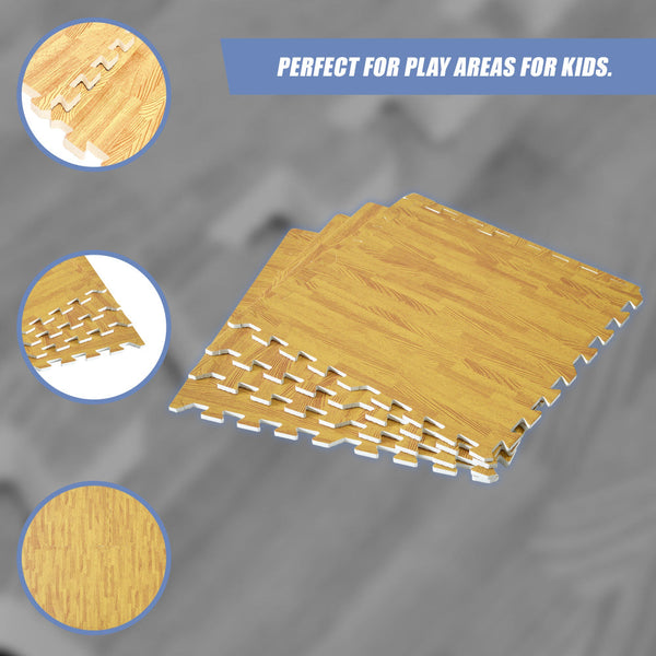 12 Tiles Eva Fitness Home Yoga Gym Interlocking Floor Puzzle Mat Wood Colour Exercise Mats