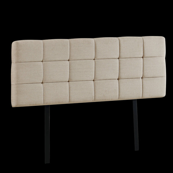 Linen Fabric Queen Bed Deluxe Headboard Bedhead Beige Headboards & Footboards