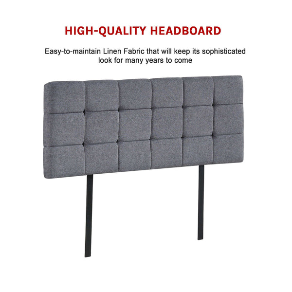 Linen Fabric Double Bed Deluxe Headboard Bedhead Grey Double Bed Frames