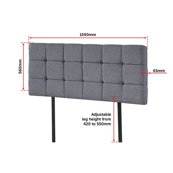 Linen Fabric Queen Bed Deluxe Headboard Bedhead Grey Headboards & Footboards