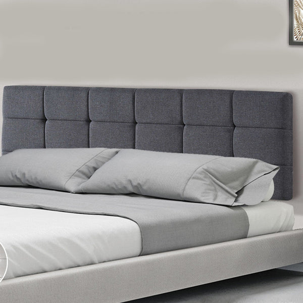 Palermo Linen Fabric King Bed Deluxe Headboard Bedhead Grey Headboards & Footboards