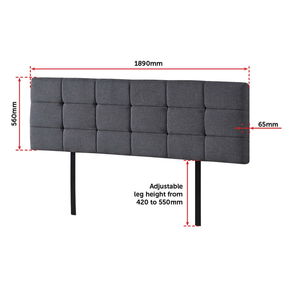 Palermo Linen Fabric King Bed Deluxe Headboard Bedhead Grey Headboards & Footboards