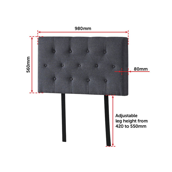 Linen Fabric Single Bed Deluxe Headboard Bedhead Grey Headboards & Footboards