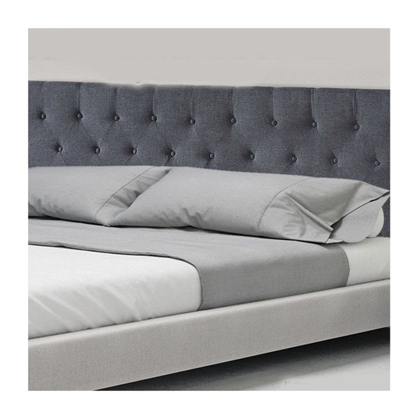 Linen Fabric King Bed Deluxe Headboard Bedhead Grey King Bed Frames
