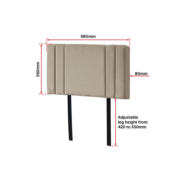 Linen Fabric Single Bed Deluxe Headboard Bedhead Beige Headboards & Footboards