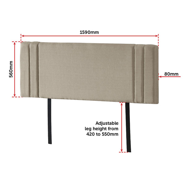 Linen Fabric Queen Bed Deluxe Headboard Bedhead Beige Headboards & Footboards