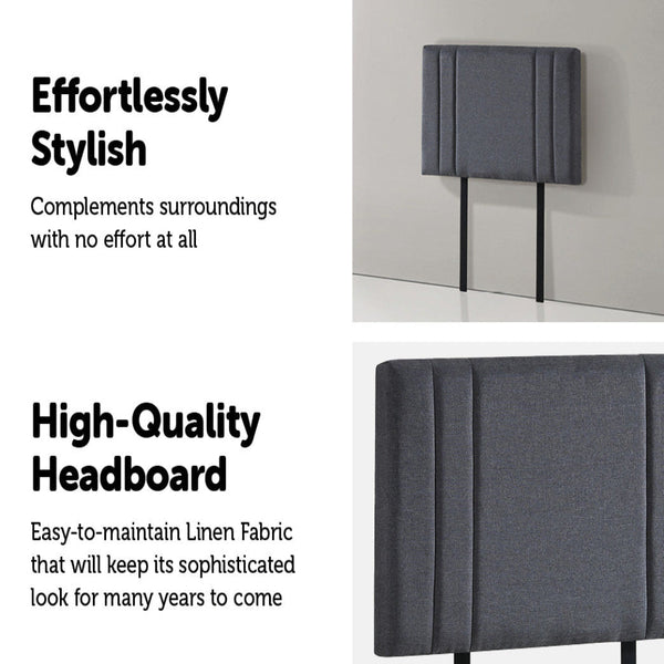 Linen Fabric Single Bed Deluxe Headboard Bedhead Grey Single Bed Frames