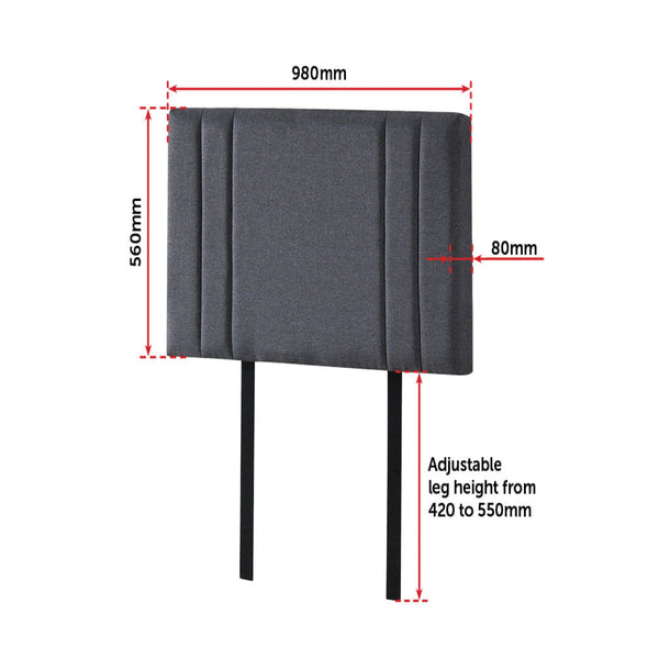 Linen Fabric Single Bed Deluxe Headboard Bedhead Grey Single Bed Frames