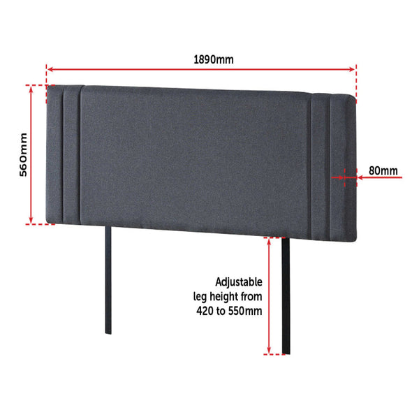 Linen Fabric King Bed Deluxe Headboard Bedhead Grey Headboards & Footboards