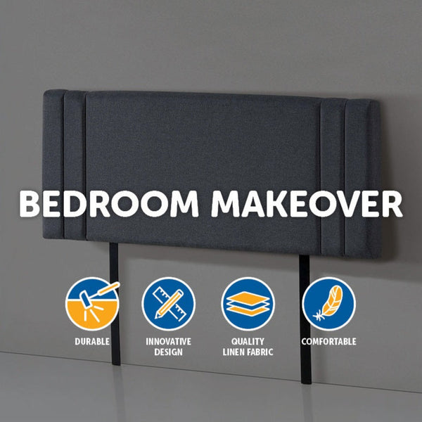 Linen Fabric Double Bed Deluxe Headboard Bedhead Grey Double Bed Frames