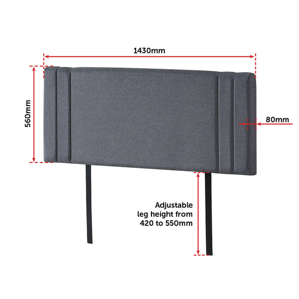 Linen Fabric Double Bed Deluxe Headboard Bedhead Grey Double Bed Frames