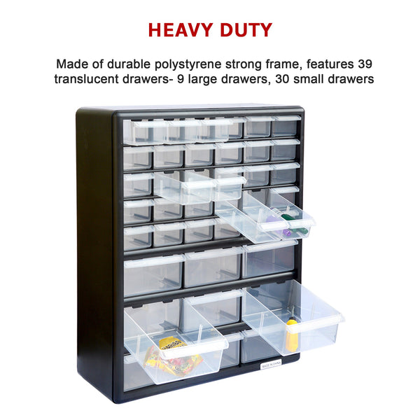 Storage Cabinet Drawers 39 Plastic Tool Box Containers Organiser Cupboard Cabinets & Cupboards
