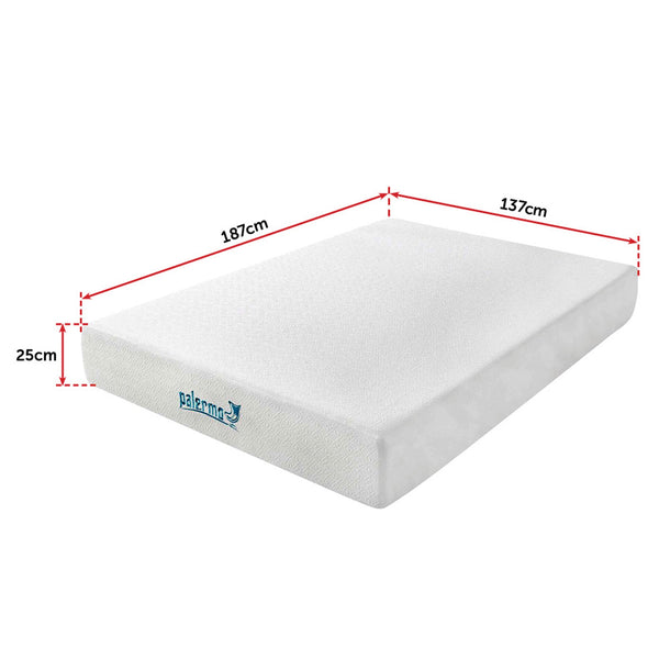 Palermo Double 25Cm Gel Memory Foam Mattress Dual Layered Certipur U Mattresses