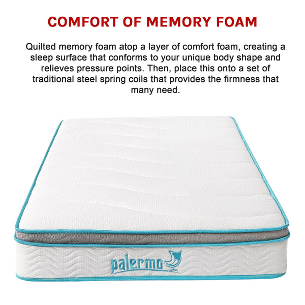 Palermo King Single 20Cm Memory Foam And Innerspring Hybrid Mattress Mattresses