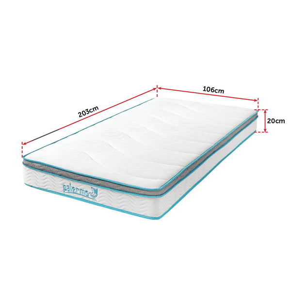 Palermo King Single 20Cm Memory Foam And Innerspring Hybrid Mattress Mattresses