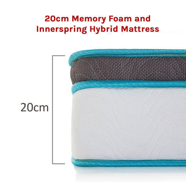 Palermo King Single 20Cm Memory Foam And Innerspring Hybrid Mattress Mattresses