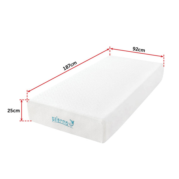 Palermo Single 25Cm Gel Memory Foam Mattress Dual Layered Certipur Us Mattresses