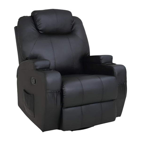 Black Massage Sofa Chair Recliner 360 Degree Swivel Pu Leather Lounge 8 Point Heated Electric Massage Chairs