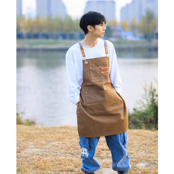 Cowboy Thick Canvas Apron Work Clothes Printing Aprons