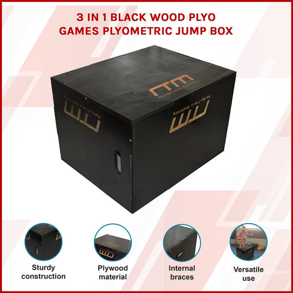 3 In 1 Black Wood Plyo Games Plyometric Jump Box Plyometric Jump Boxes