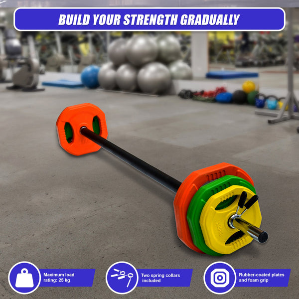 20Kg Rubber Coloured Barbell For Strength Training And Fitness Barbells & Attachments