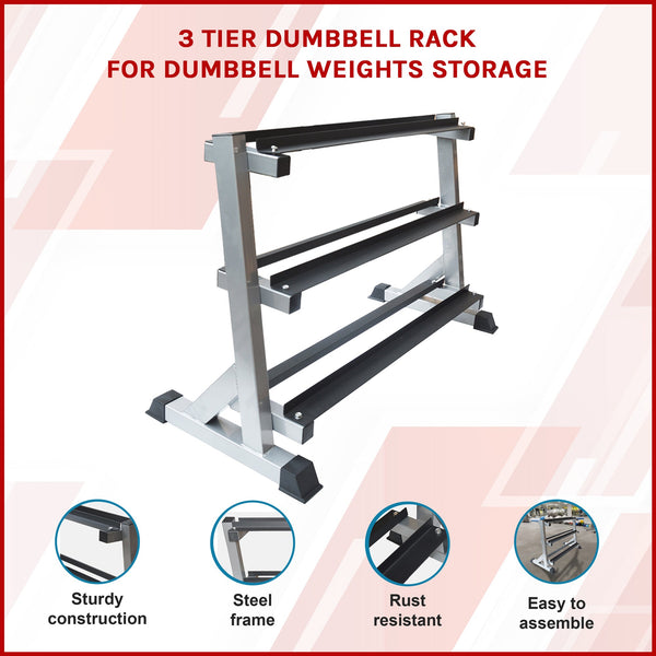 3 Tier Dumbbell Rack For Weights Storage Dumbbells