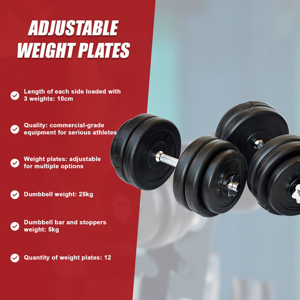 30Kg Dumbbell Adjustable Weight Set Dumbbells