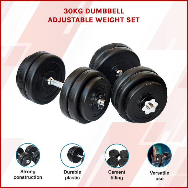 30Kg Dumbbell Adjustable Weight Set Dumbbells