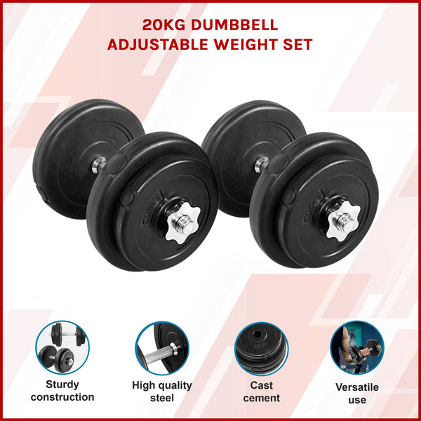 20Kg Dumbbell Adjustable Weight Set Dumbbells