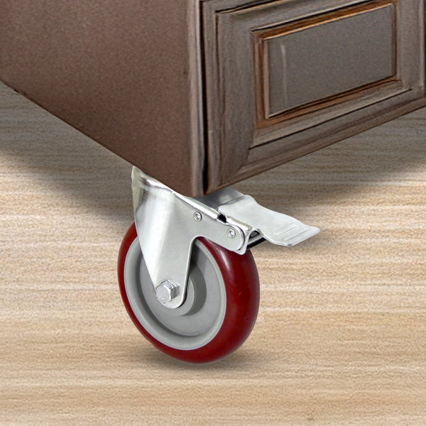 4 X 4" Heavy Duty Pu Swivel With Brake Castor Wheels