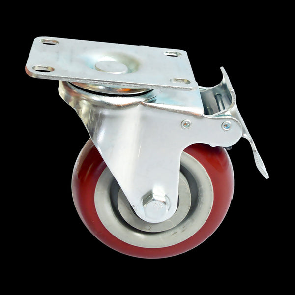 4 X 4" Heavy Duty Pu Swivel With Brake Castor Wheels