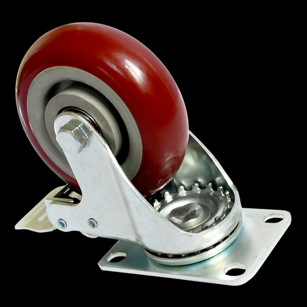 4 X 4" Heavy Duty Pu Swivel With Brake Castor Wheels