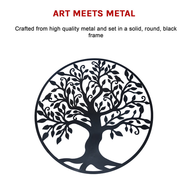 Black Tree Of Life Hanging Metal Iron Sculpture Garden 60Cm Wall Art