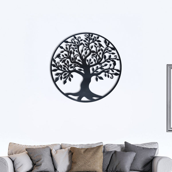 Black Tree Of Life Hanging Metal Iron Sculpture Garden 60Cm Wall Art