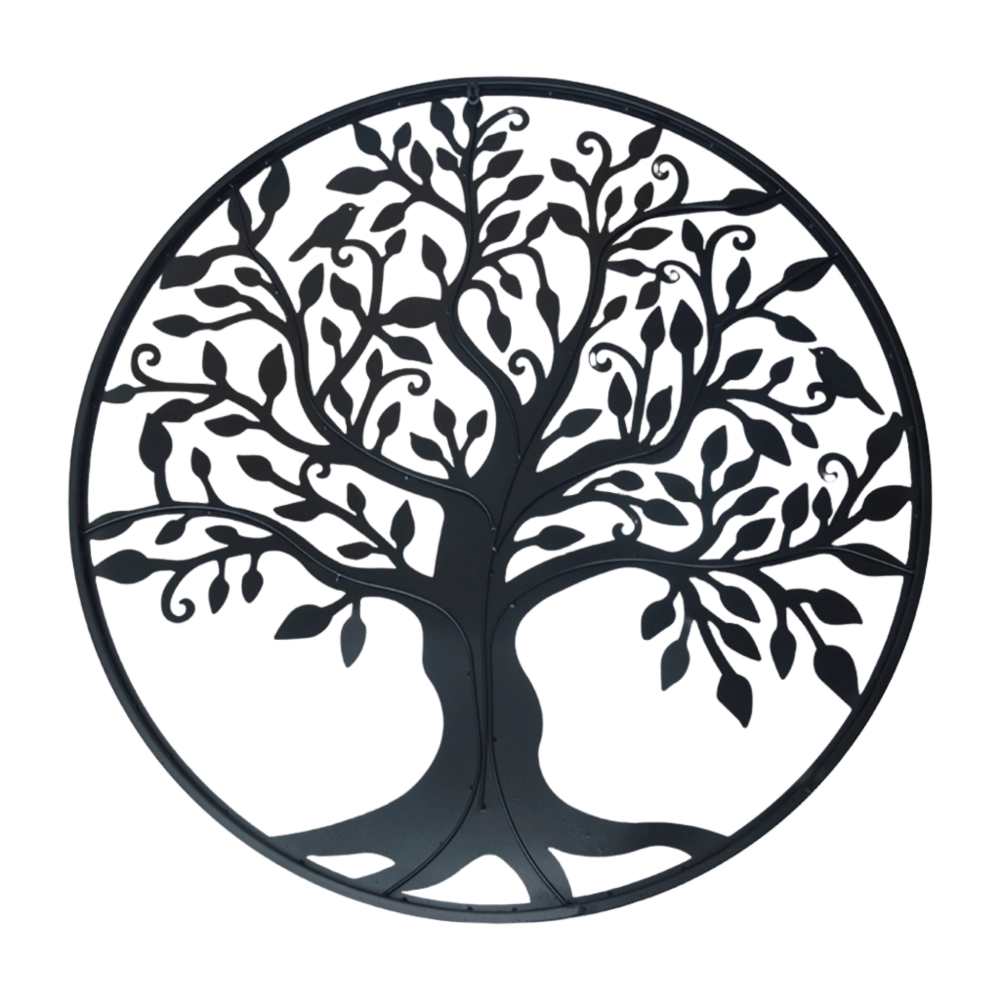 Black Tree Of Life Hanging Metal Iron Sculpture Garden 60Cm Wall Art