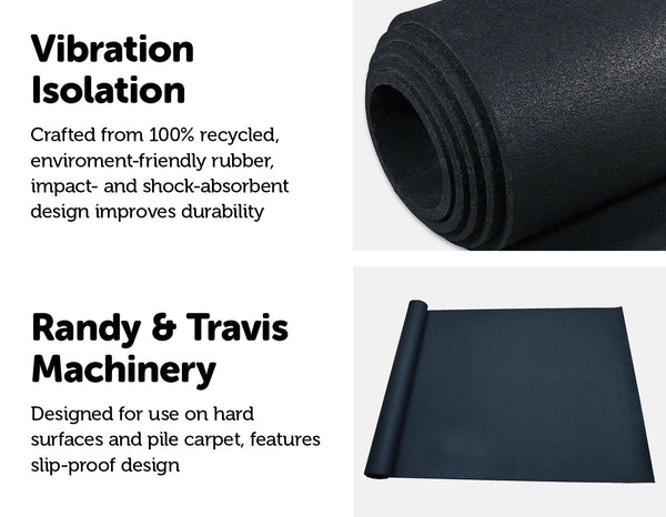 2M Gym Rubber Floor Mat Reduce Treadmill Vibration Equipment Mats & Flooring