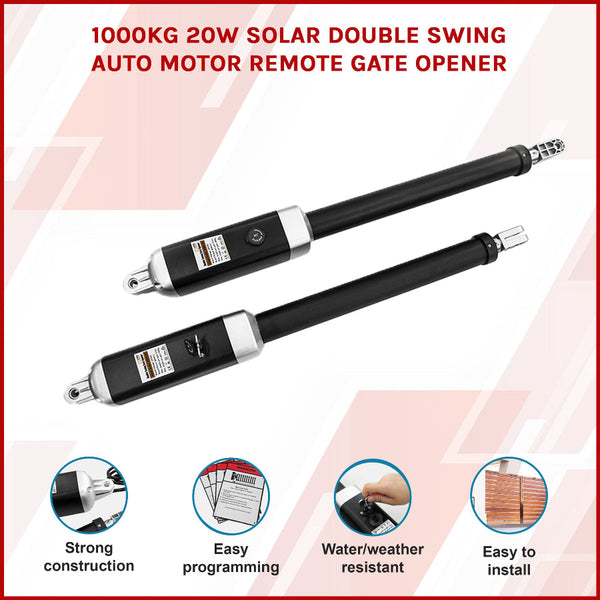 1000Kg 20W Solar Double Swing Auto Motor Remote Gate Opener Gate Openers
