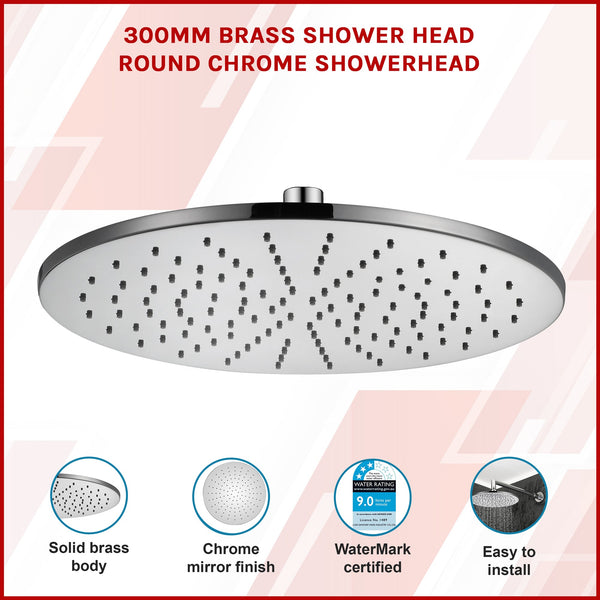 300Mm Brass Shower Head Round Chrome Showerhead Shower Heads & Combos