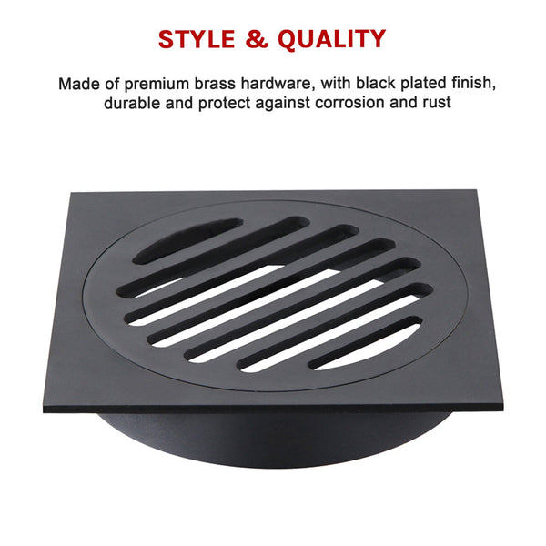 Square Black Floor Grate Drain 110 Mm Full Brass Construction Drain Grates